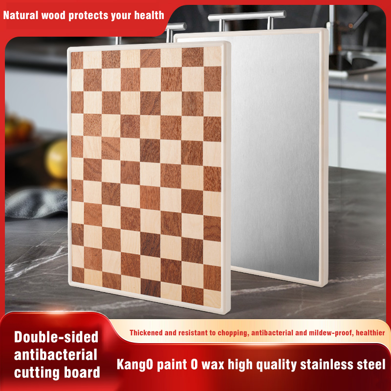 How does a double-sided antibacterial cutting board ensure healthy separation of raw and cooked ingredients?